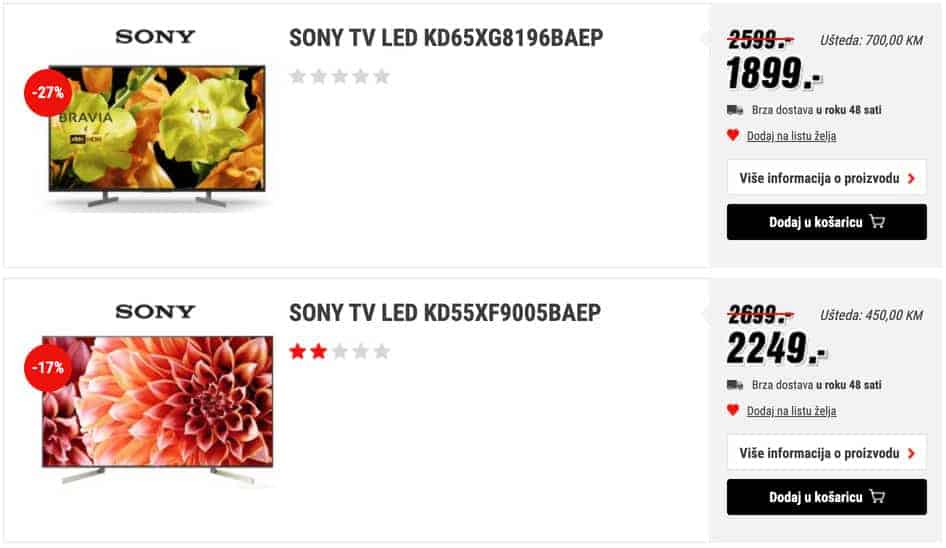 SONY TV LED Sony Oled ušteda do 1000 KM
