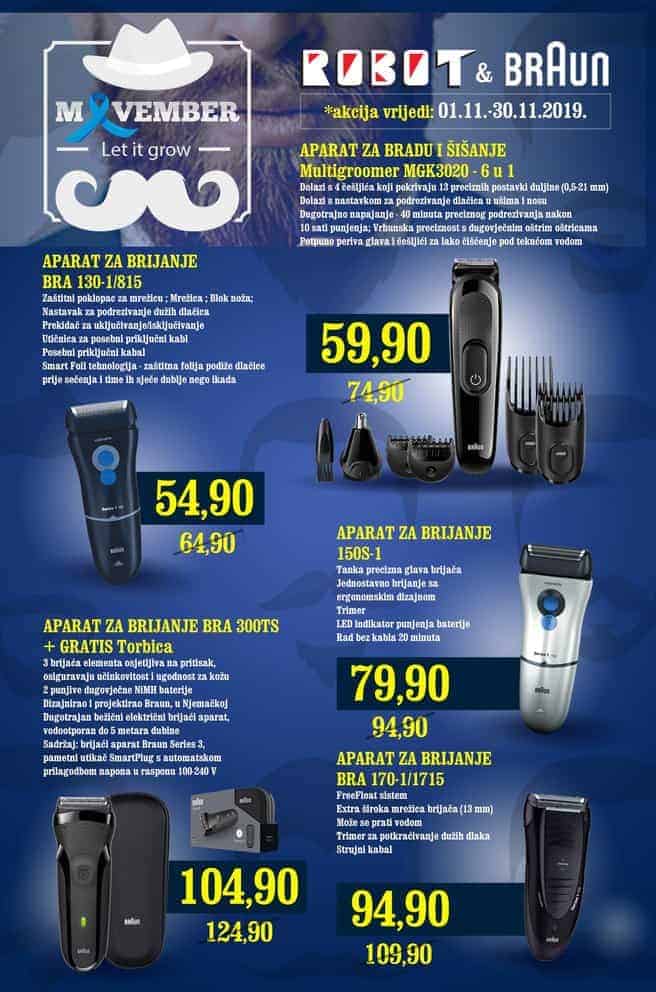#Movember , svake godine u novembru, akcija u kojoj pripadnici jačeg pola puštaju brkove, kako bi skrenuli pažnju na muške bolesti.  Robot & Braun su napravili posebnu akciju koja važi do 30.11. sa svim potrebnim aparatima za održavanje Vaše brade i brkova.    A da li Vi podržavate #Movember? ?