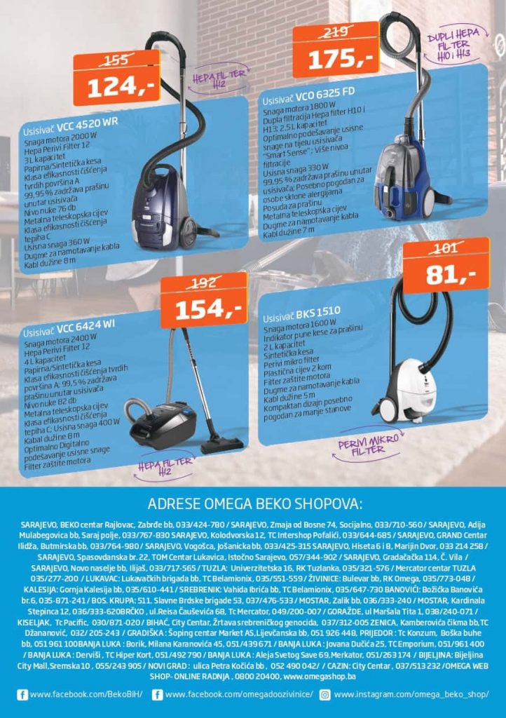 omega beko shop snizenje. akcijski katalog. popust usisivac