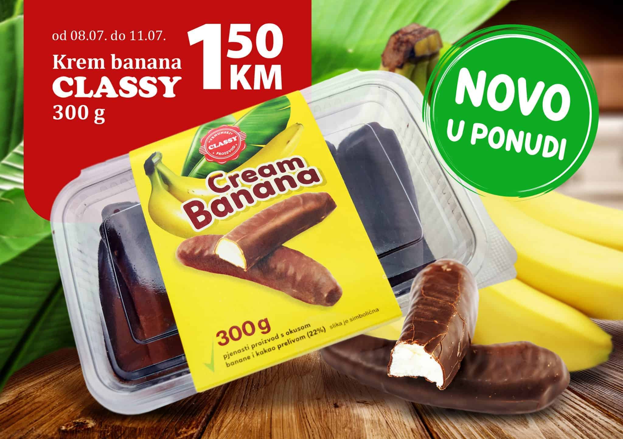 Novi CLASSY slatkiš je tu za Vas! Omiljene čokoladne bananice svih generacija dolaze u super pakovanju od 300 g po cijeni od 1,50 KM!