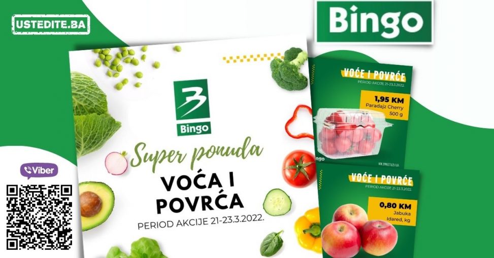 Bingo super ponuda svježeg voća i povrća! Ovaj Bingo katalog donosi sniženje jabuka i cherry paradajza!