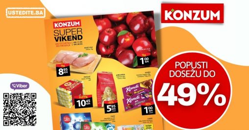 Nova Konzum vikend akcija donosi nam popuste i do 49%! Iskoristite ovu neodoljivu ponudu uštedite svoj novac!