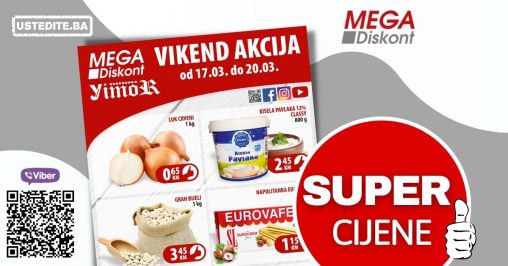 Mega diskont vikend akcija donosi nam 6 proizvoda po super cijenama. Uživajte i uštedite!