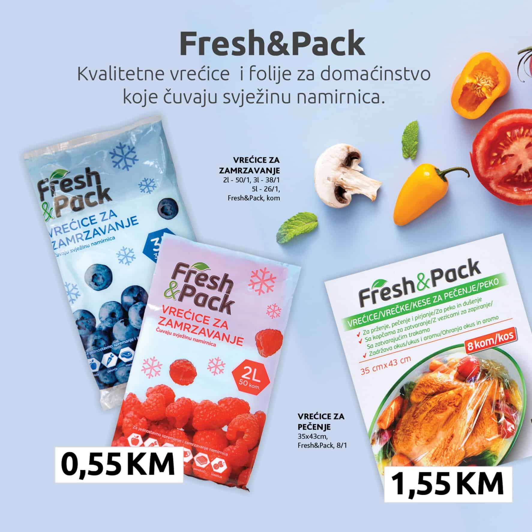 Konzum katalog donosi nam Fresh&Pack kese za odlaganje hrane po cijen od 0,55 KM