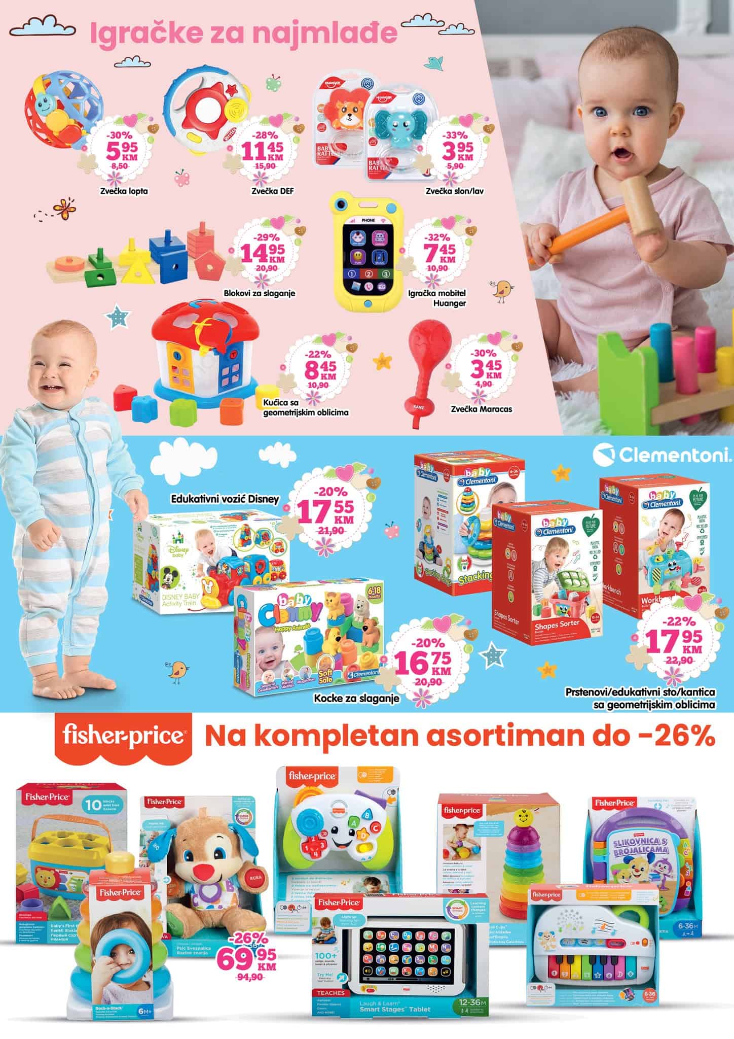 Veliki izbor igračaka za bebe pronadjite u Bingo prodavnicama uz popuste i do 33%!