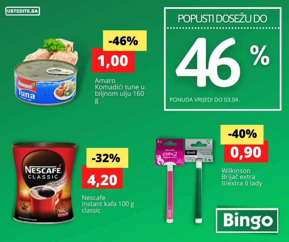 Bingo vikend akcija donosi nam sniženje i do 46%! Uštedite kupujući hranu po sniženim cijenama! Iskoristite Bingo akciju i uštedite! 