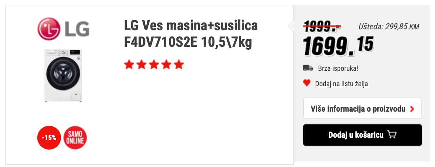 LG Ves masina+susilica F4DV710S2E 10,5\7kg