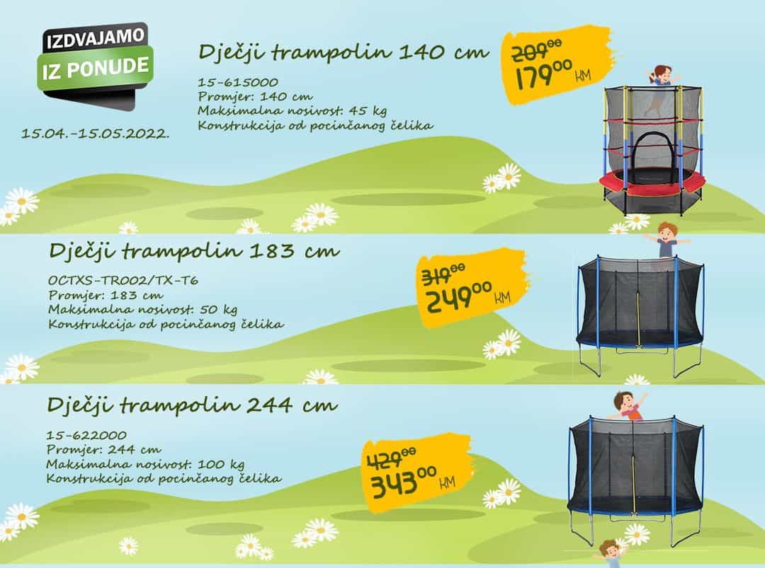 Sniženje dječijih trampolina u FIS prodajnim centrima!