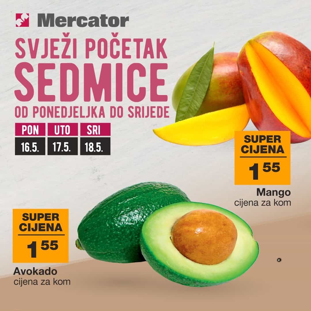 Mercator katalog Svježa ponuda donosi nam akcijske cijene voća, povrća, svježeg mesa!
