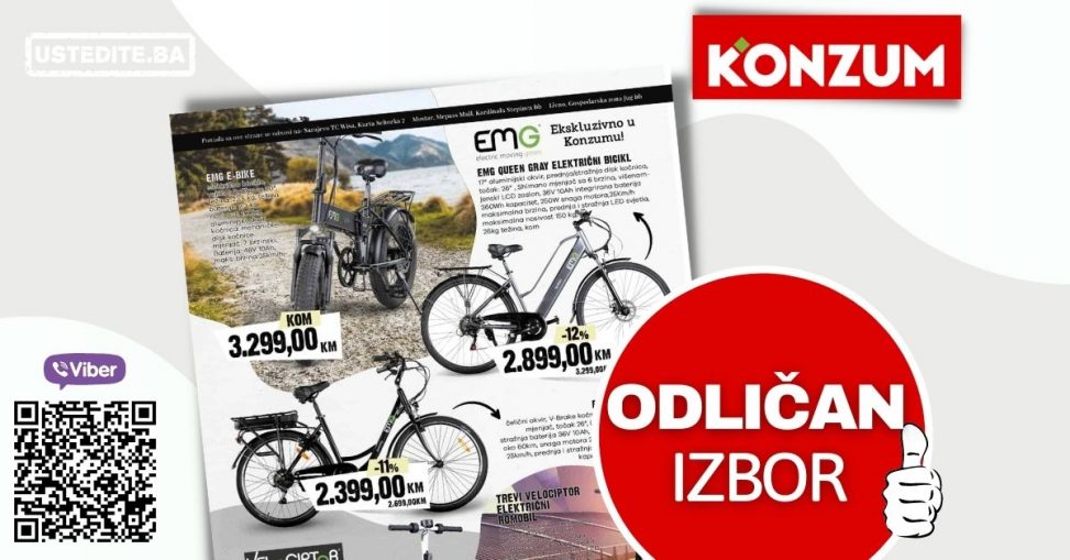 Ekskluzivno u Konzumu Električna bicikla i romobili do 05.06.2022.