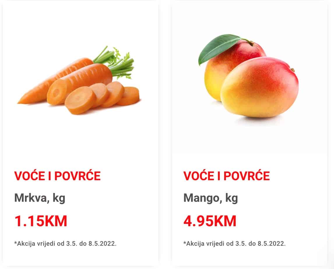 Bingo akcijske cijene na odjelu voca i povrca! mango akcijska cijena 4,95 KM