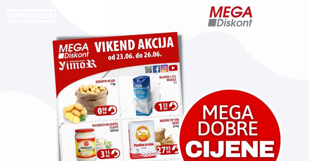 Mega Diskont vikend akcija JUNI 2022 katalog snizenje do 26.06.2022.