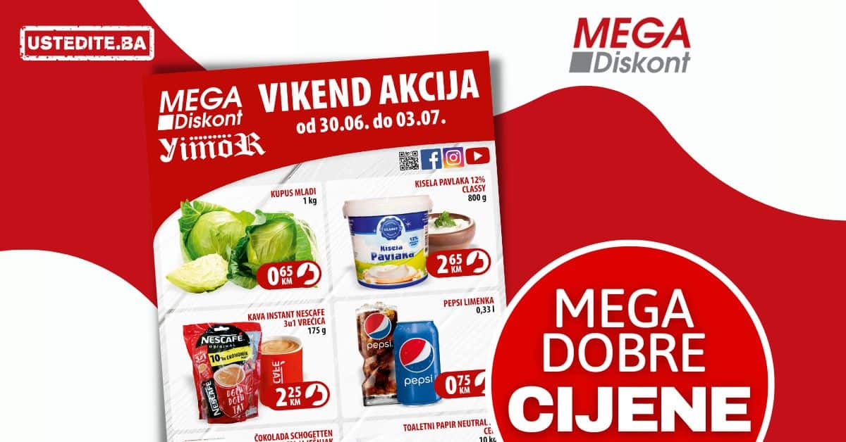 Mega Diskont vikend akcija JUNI 2022 katalog snizenja do 03.07.2022.