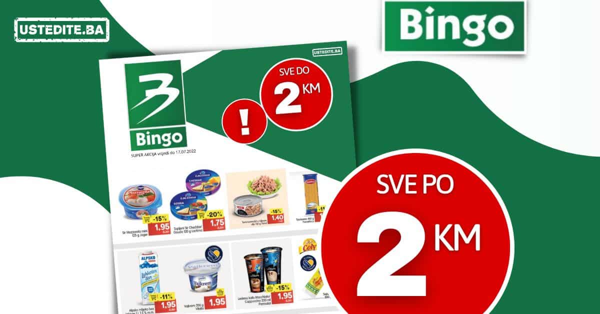 Bingo sniženje SVE DO 2 KM super akcija do 17.07.2022.