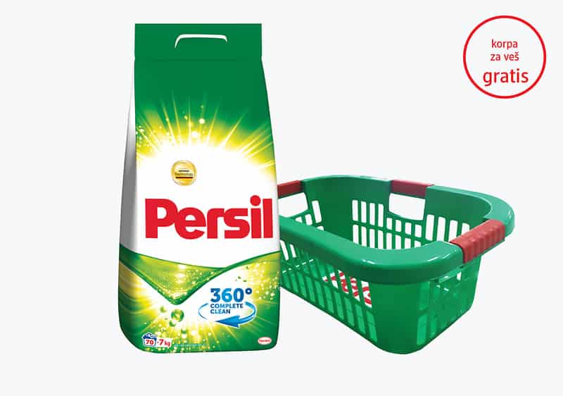 Kupovinom Persil Regular deterdženta za pranje veša u prahu, 70 pranja, od 7 kg, na kasi preuzmite korpu za veš na poklon. 