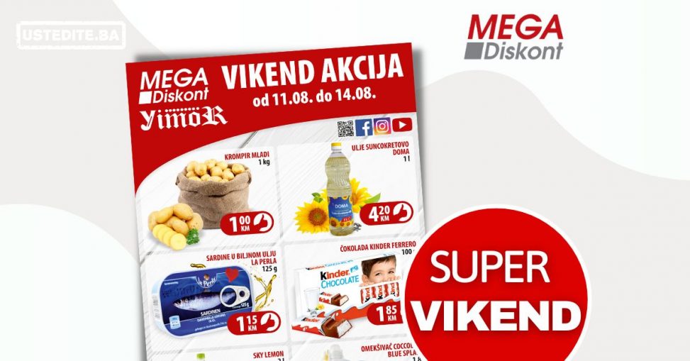 Mega Diskont vikend akcija avgust 2022 katalog sniženja 11-14.8.2022.