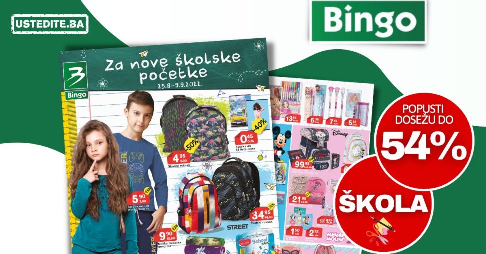 Bingo katalog ŠKOLA ➤SNIŽENJE do 54% akcija do 9.9.2022.