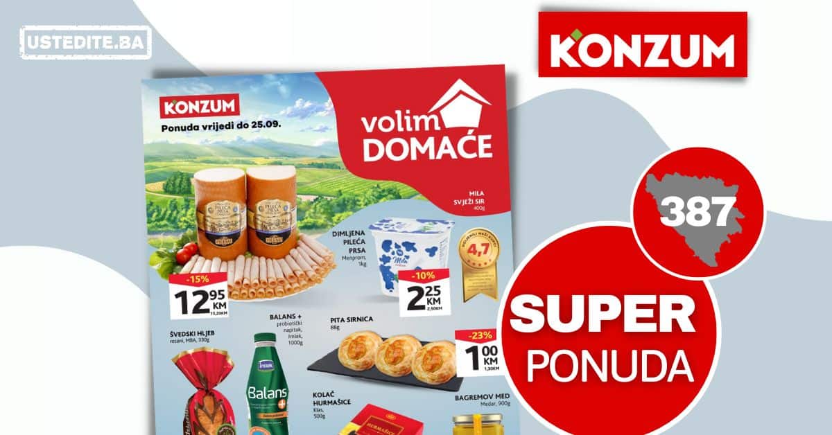 Konzum akcija KUPUJMO DOMAĆE - katalog sniženja do 25.9.2022.