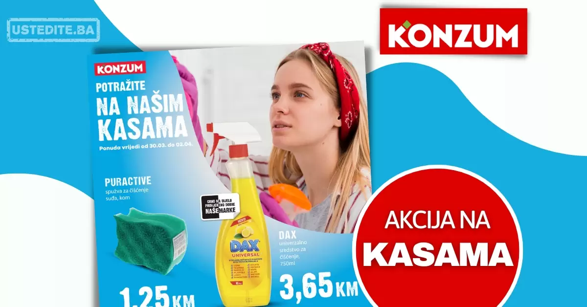 Konzum AKCIJA NA KASAMA 30.32.4.2023. ustedite.ba