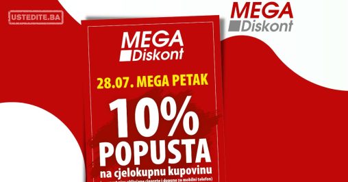 Mega Diskont ⇢10% popusta na SVE samo 28.7.2023.