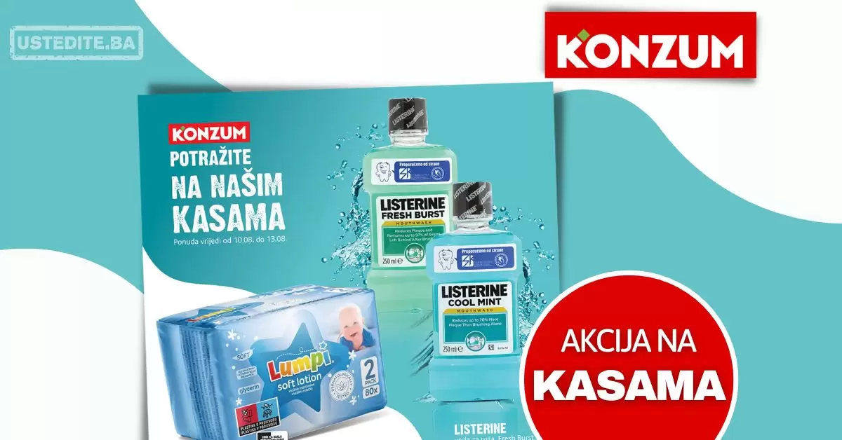 Konzum AKCIJA NA KASAMA 1013.8.2023. ustedite.ba
