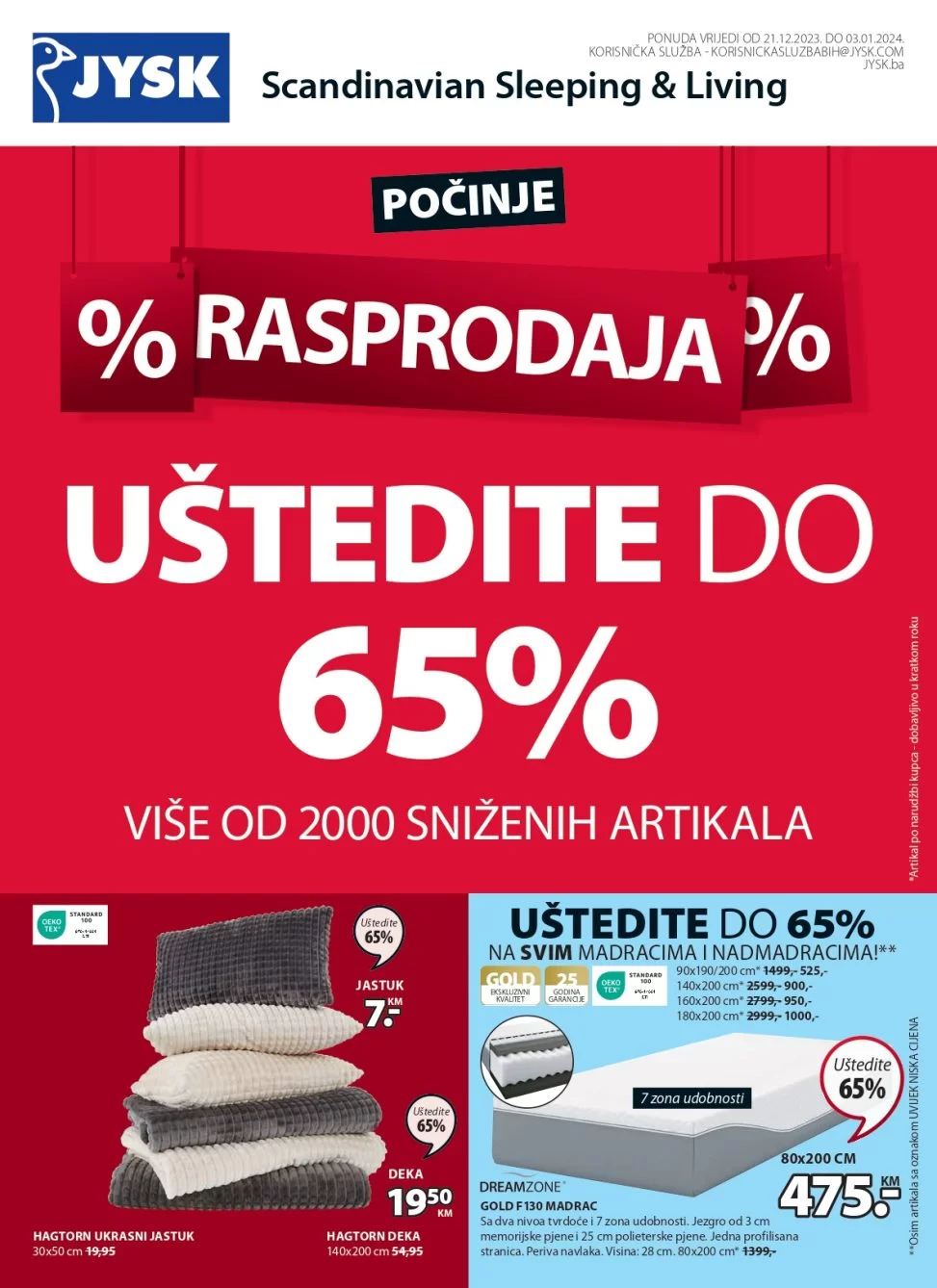 Jysk katalog RASPRODAJA 21.12.20233.1.2024. ustedite.ba