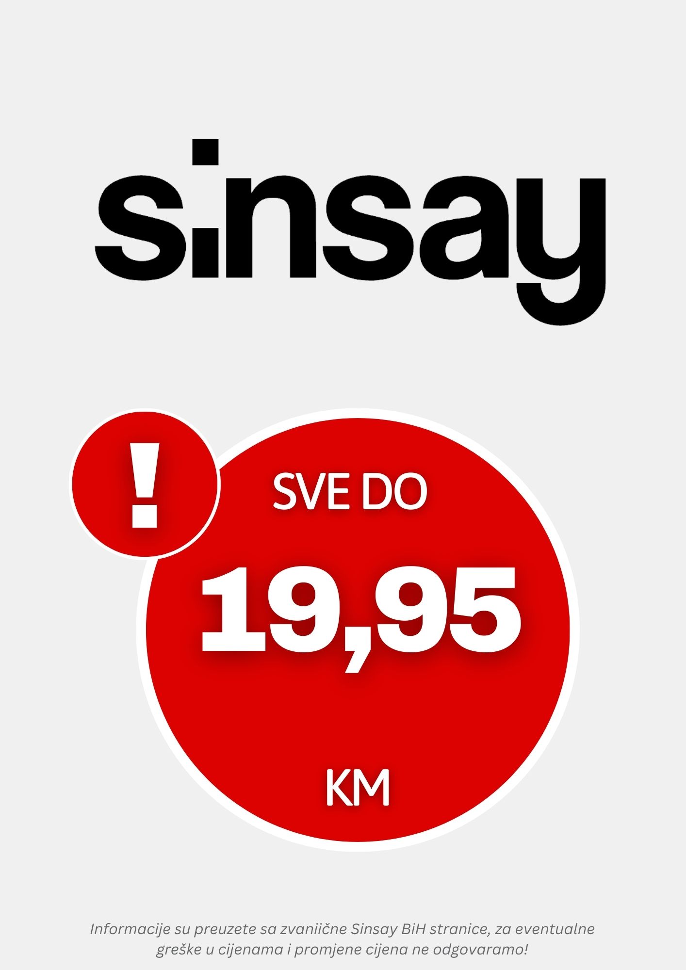 Sinsay SVE DO 19,95 KM