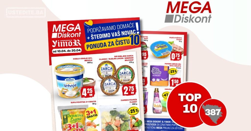  Mega Diskont katalog KUPUJMO DOMAĆE ⇢ TOP 10 proizvoda – sniženje 10-20.4.2024.