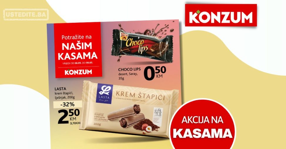 Konzum akcija na kasama 6-9.5.2024.