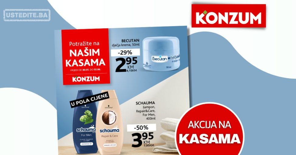 Konzum AKCIJA NA KASAMA 30.5-2.6.2024.