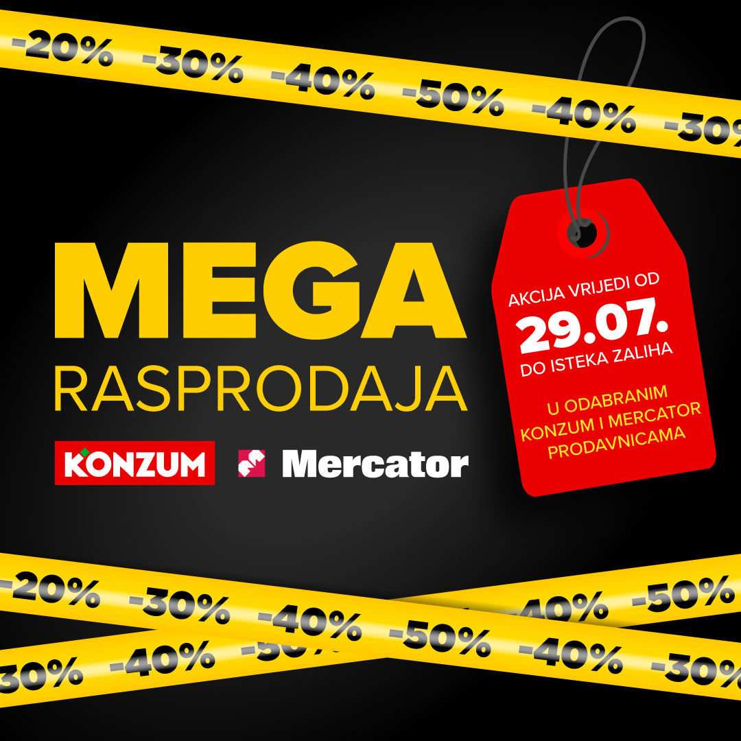 Konzum & Mercator MEGA RASPRODAJA 29.7.2024. 