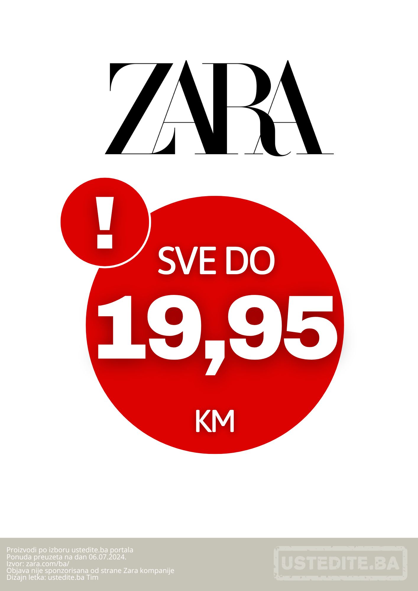 Zara BiH sniženje SVE DO 19,95 KM