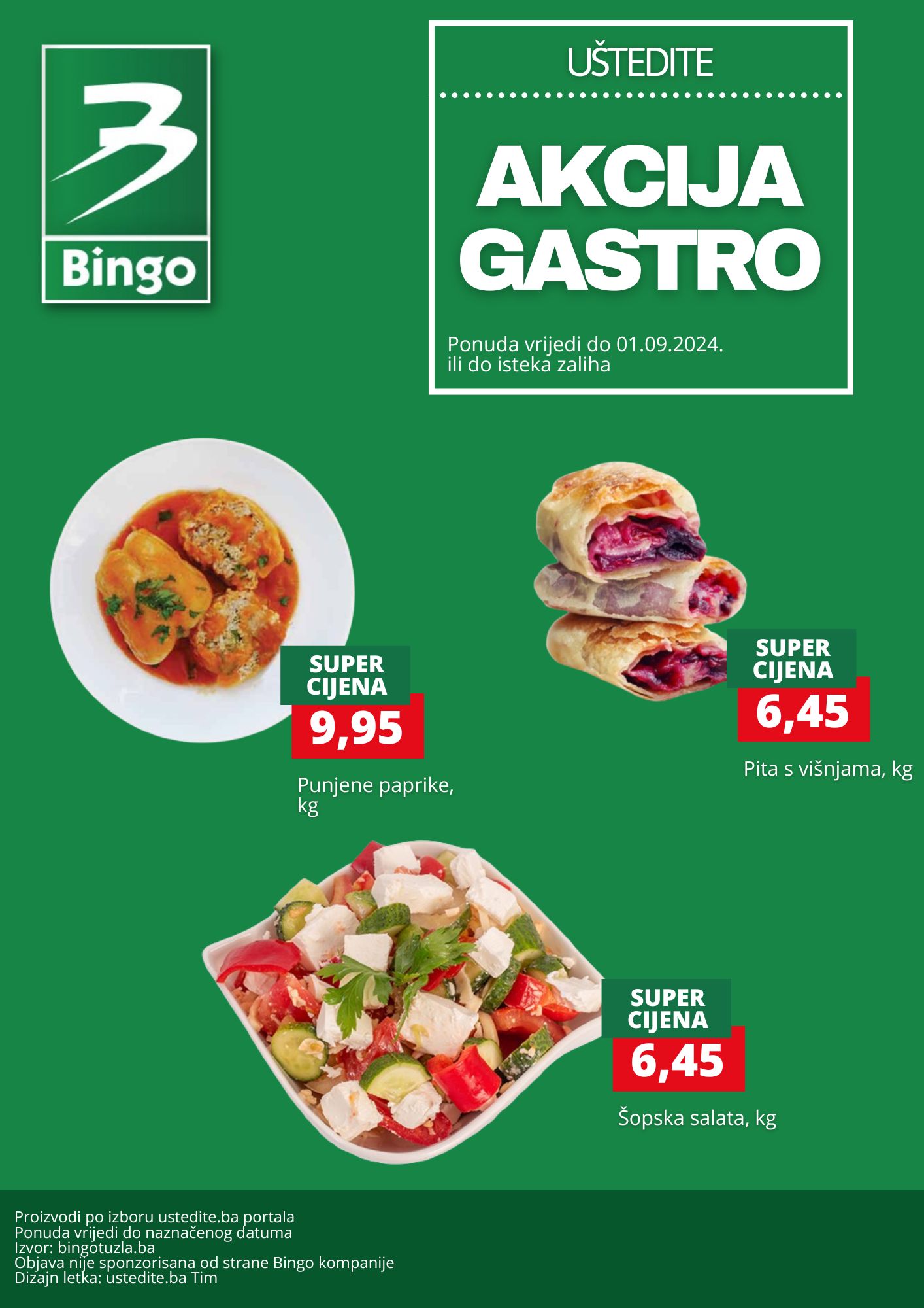 Bingo akcija GASTRO - sniženje do 1.9.2024. 