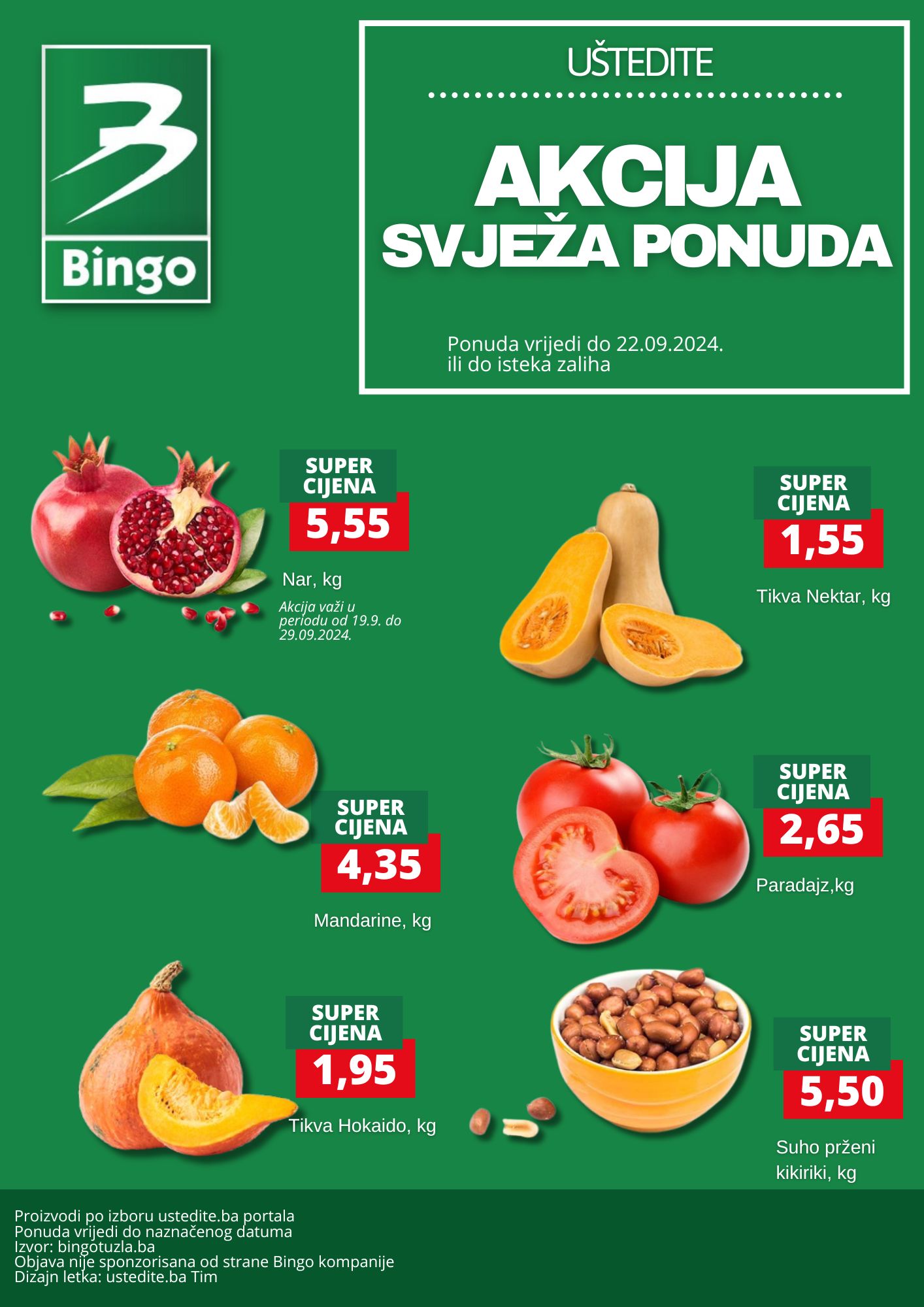 Bingo akcija VOĆE I POVRĆE - sniženje do 22.9.2024. 