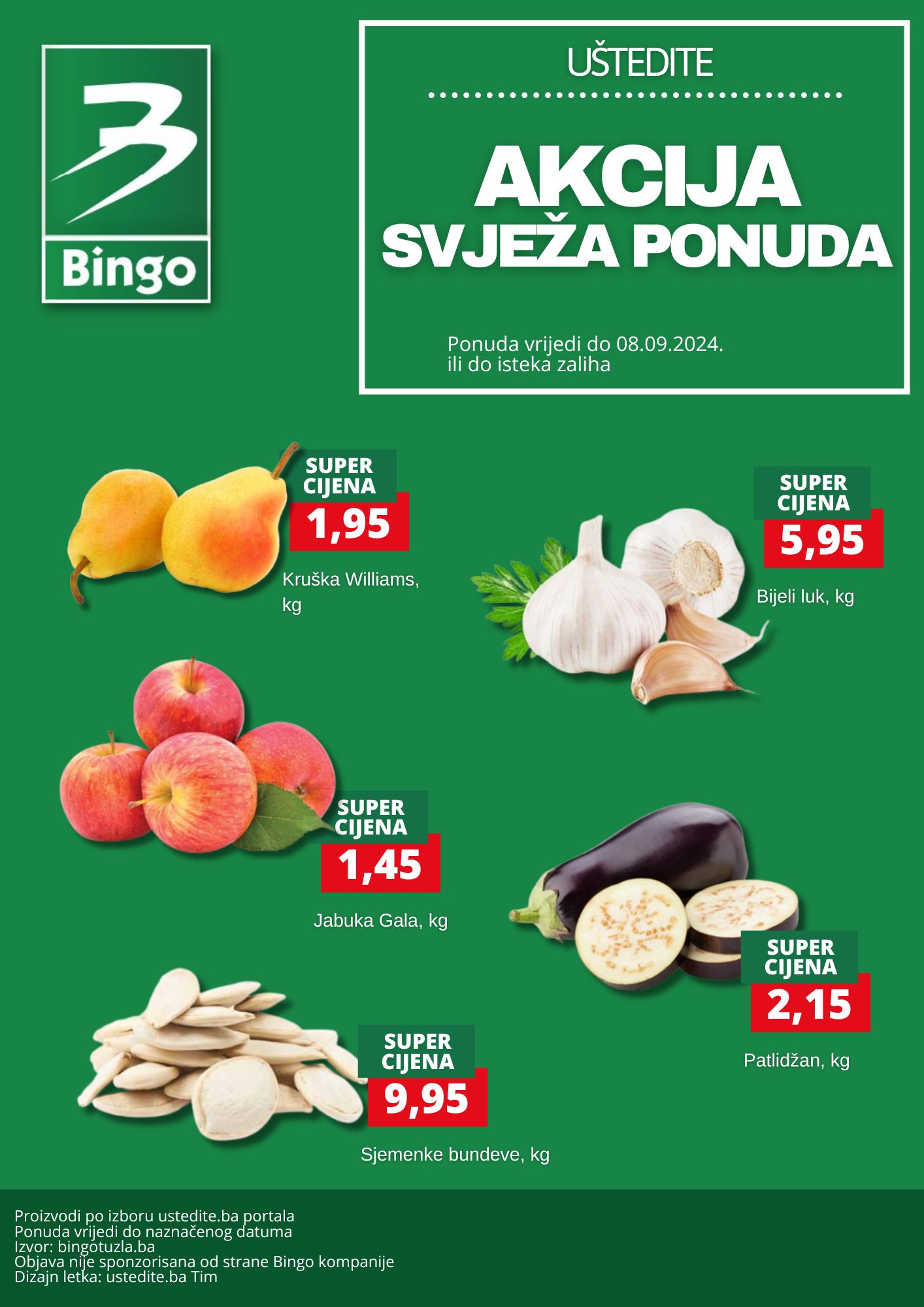 Bingo akcija VOĆE I POVRĆE 5-8.9.2024. 