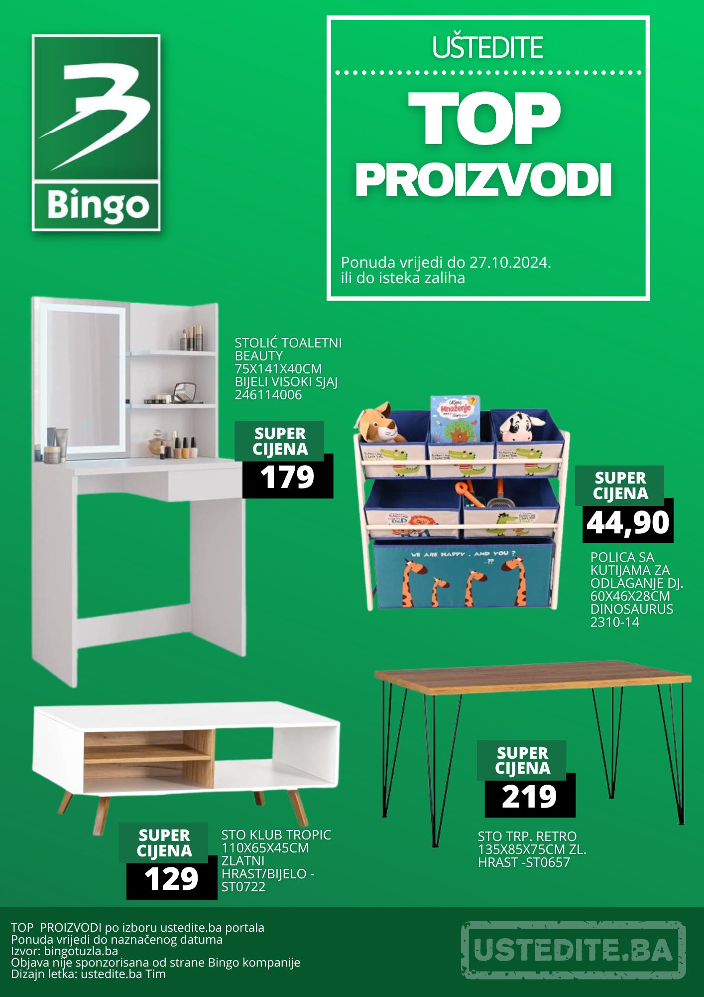 Bingo namještaj TOP PROIZVODI - sniženje do 27.10.2024. 