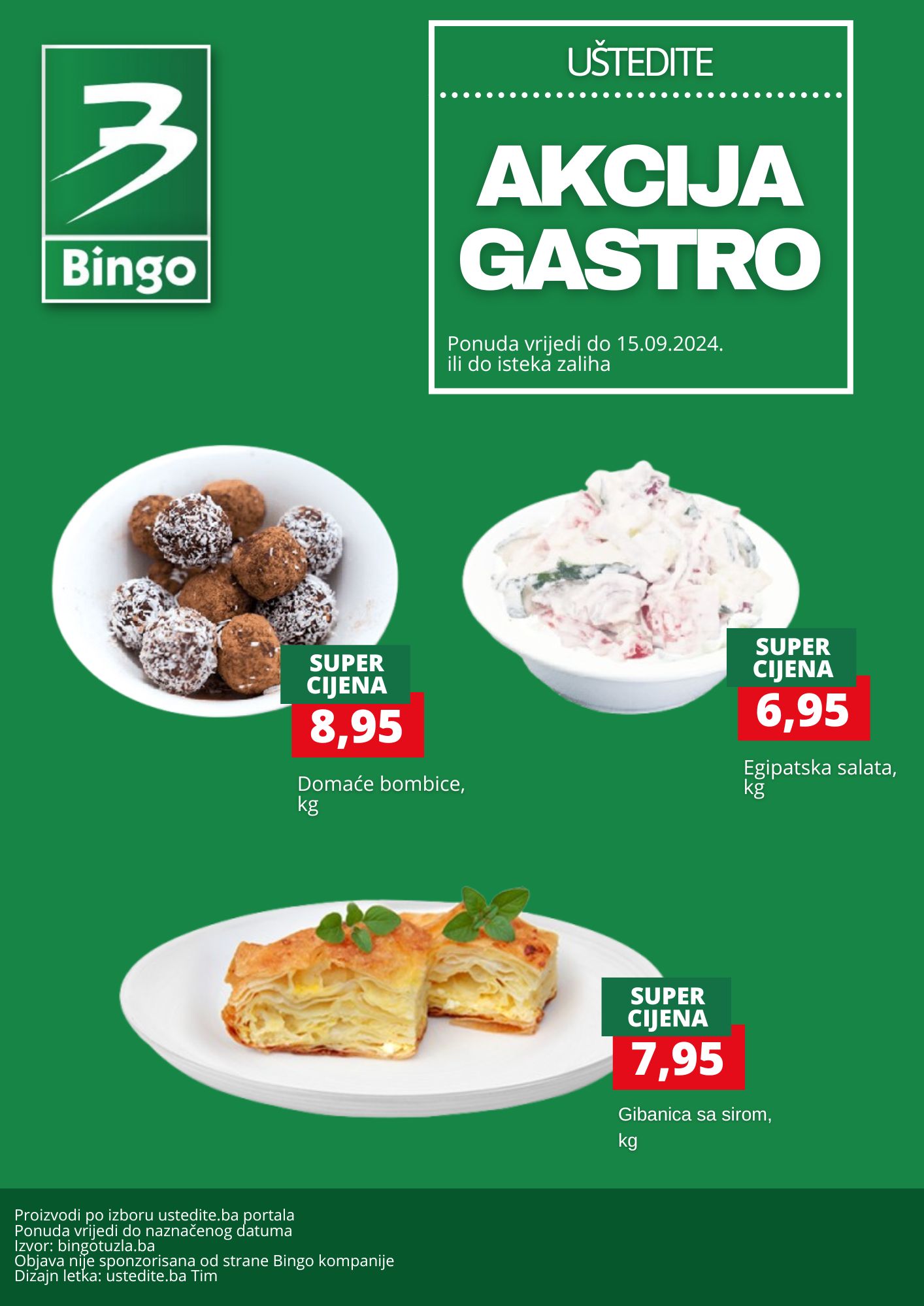 Bingo akcija GASTRO PONUDA - sniženje do 15.9.2024. 