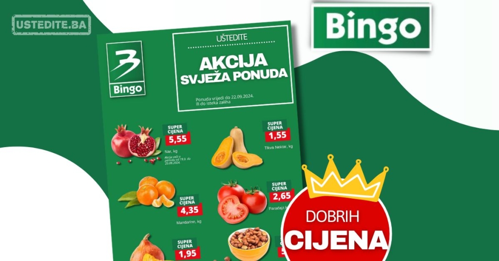 Bingo akcija VOĆE I POVRĆE - sniženje do 22.9.2024.