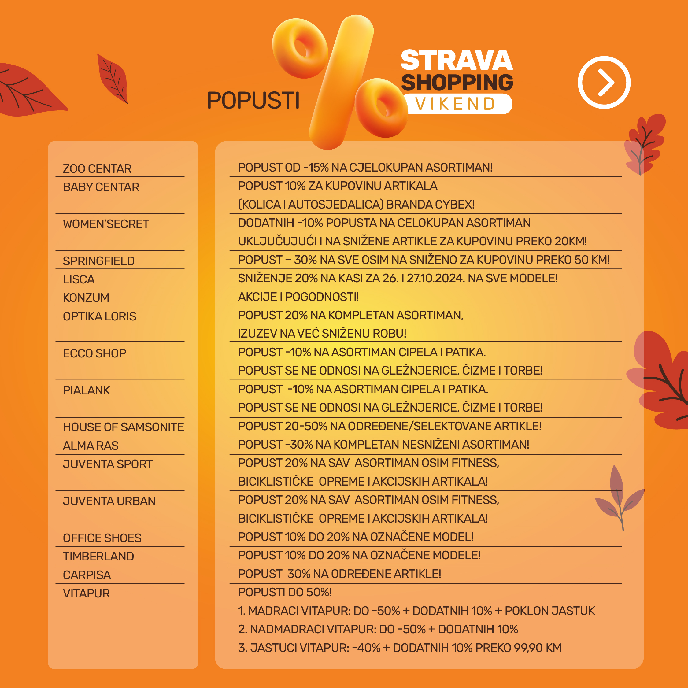 Aria STRAVA SHOPPIN VIKEND 26-27.10.2024.