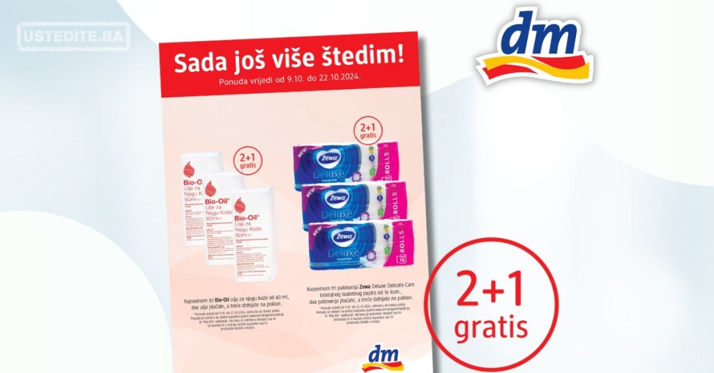 dm GRATIS 2+1 – Sada još više štedim 9-22.10.2024.