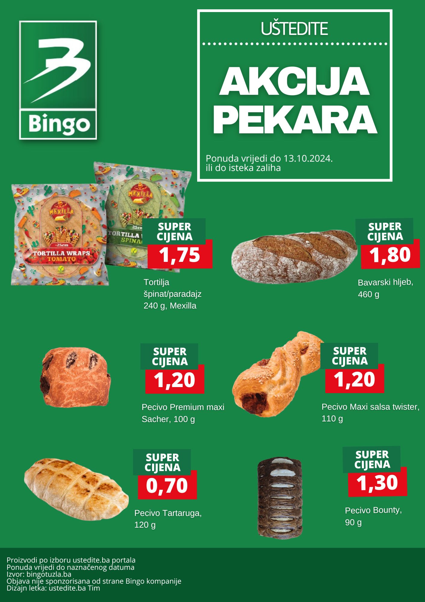 Bingo akcija PEKARA - sniženje do 13.10.2024.