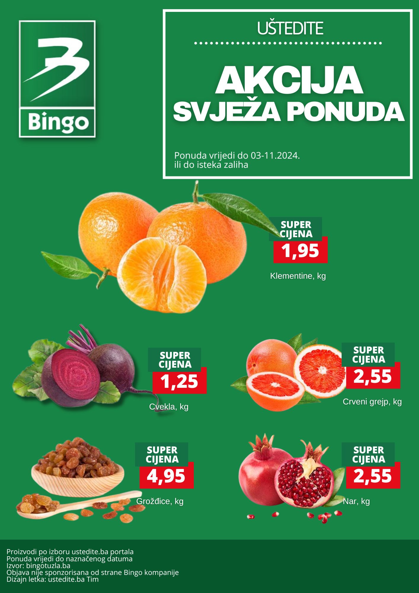 Bingo akcija SVJEŽA PONUDA 31.10-3.11.2024.