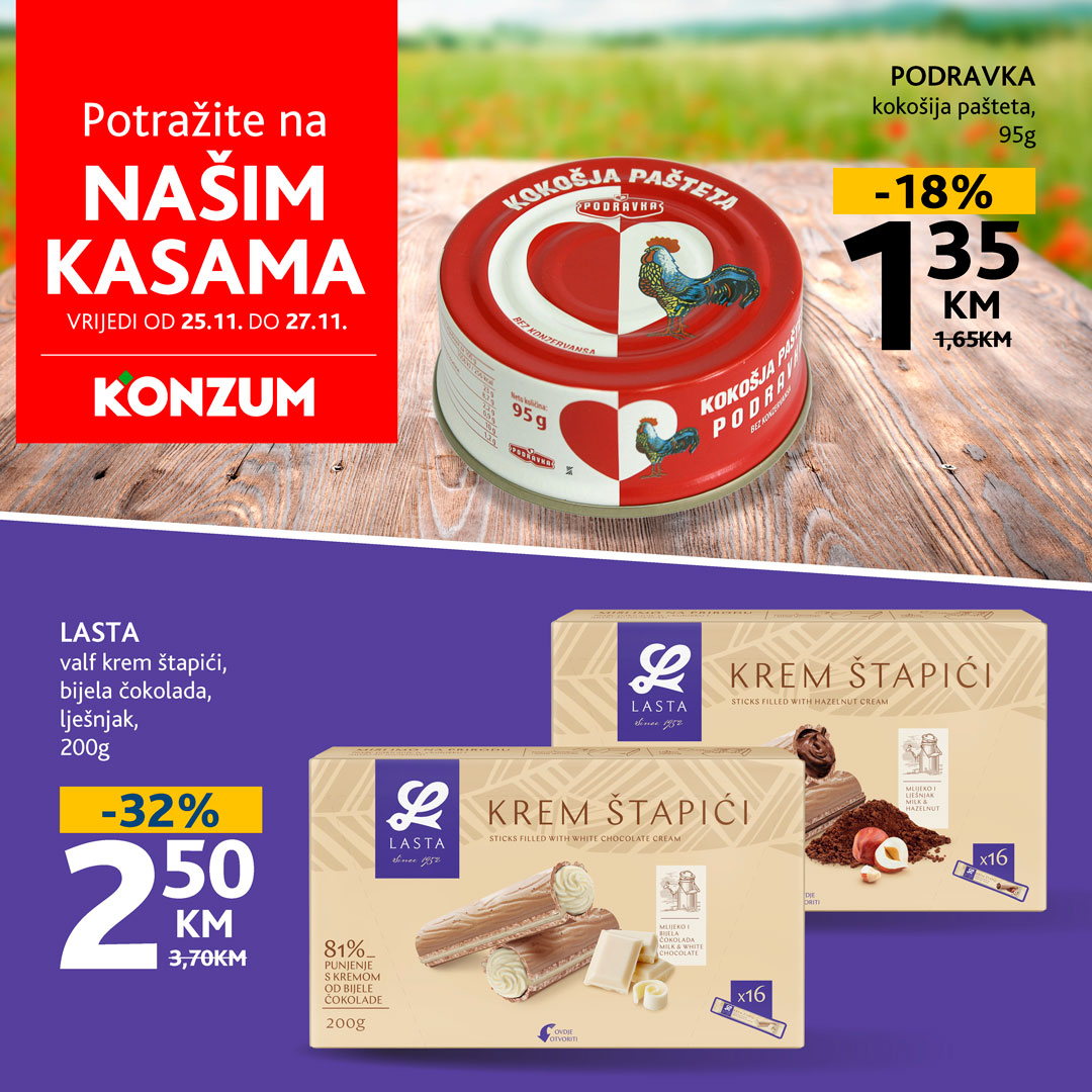 Konzum AKCIJA NA KASAMA 25-27.11.2024. 