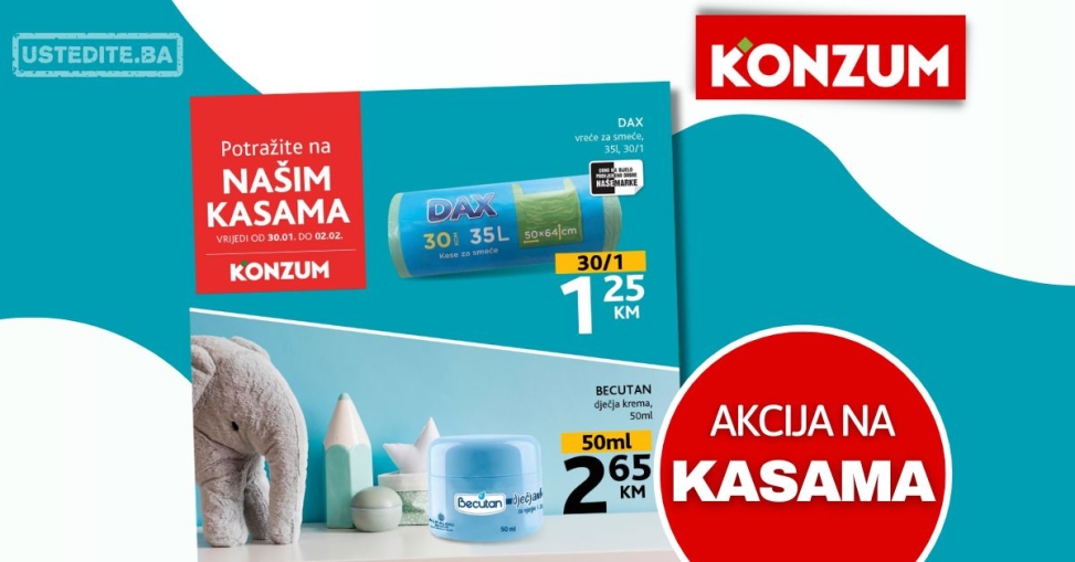 Konzum AKCIJA NA KASAMA 30.1-2.2.2025.