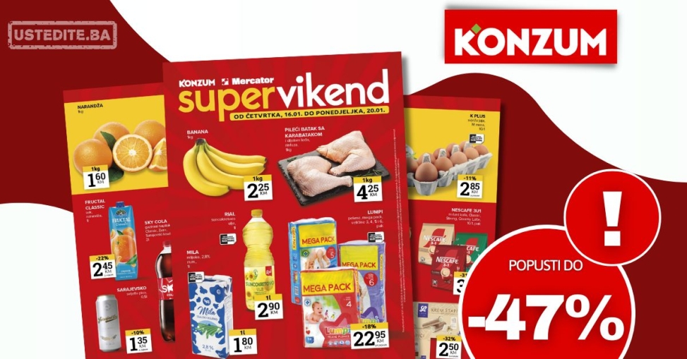 Konzum vikend akcija 16-20.1.2025.