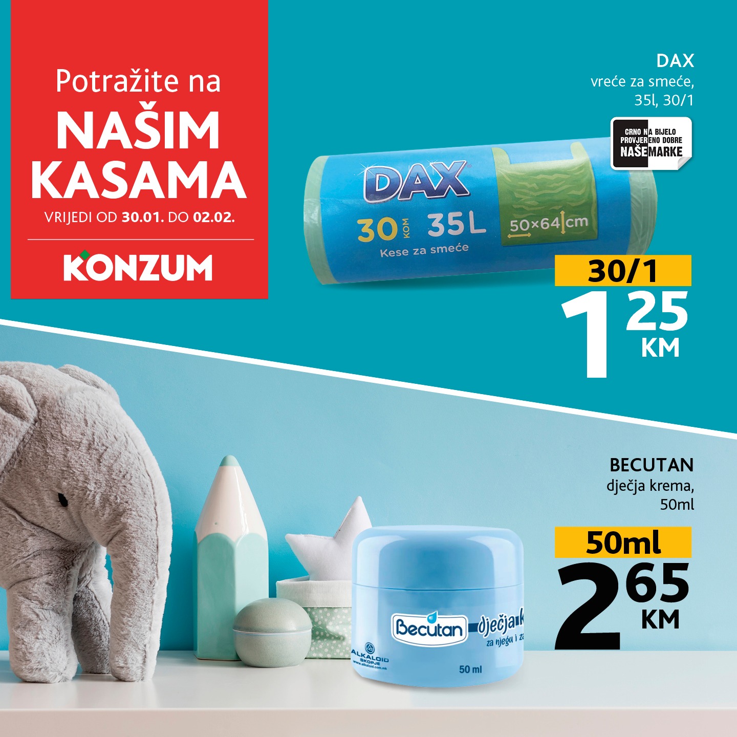 Konzum AKCIJA NA KASAMA 30.1-2.2.2025.