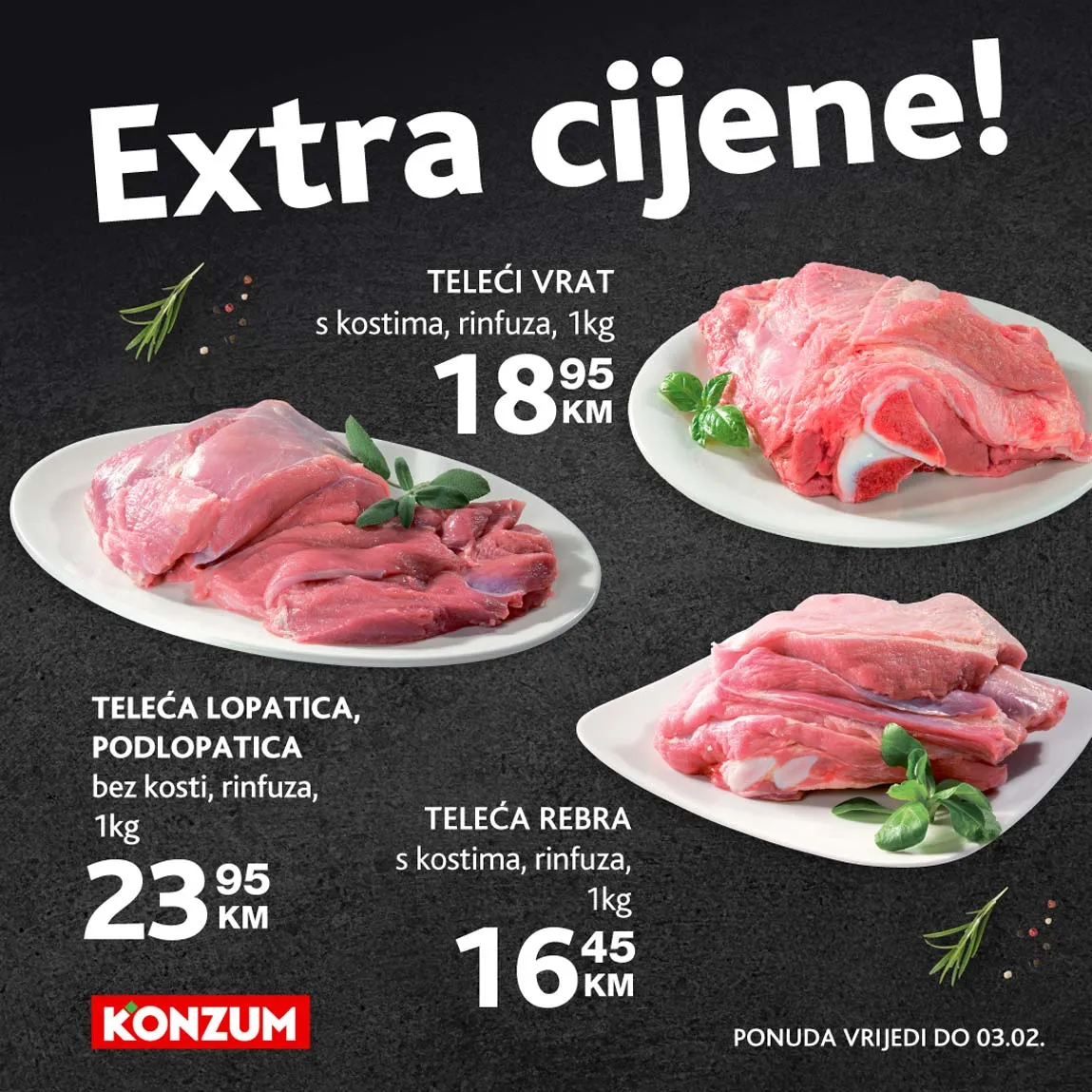 Konzum akcija MESO - ponuda do 3.2.2025.