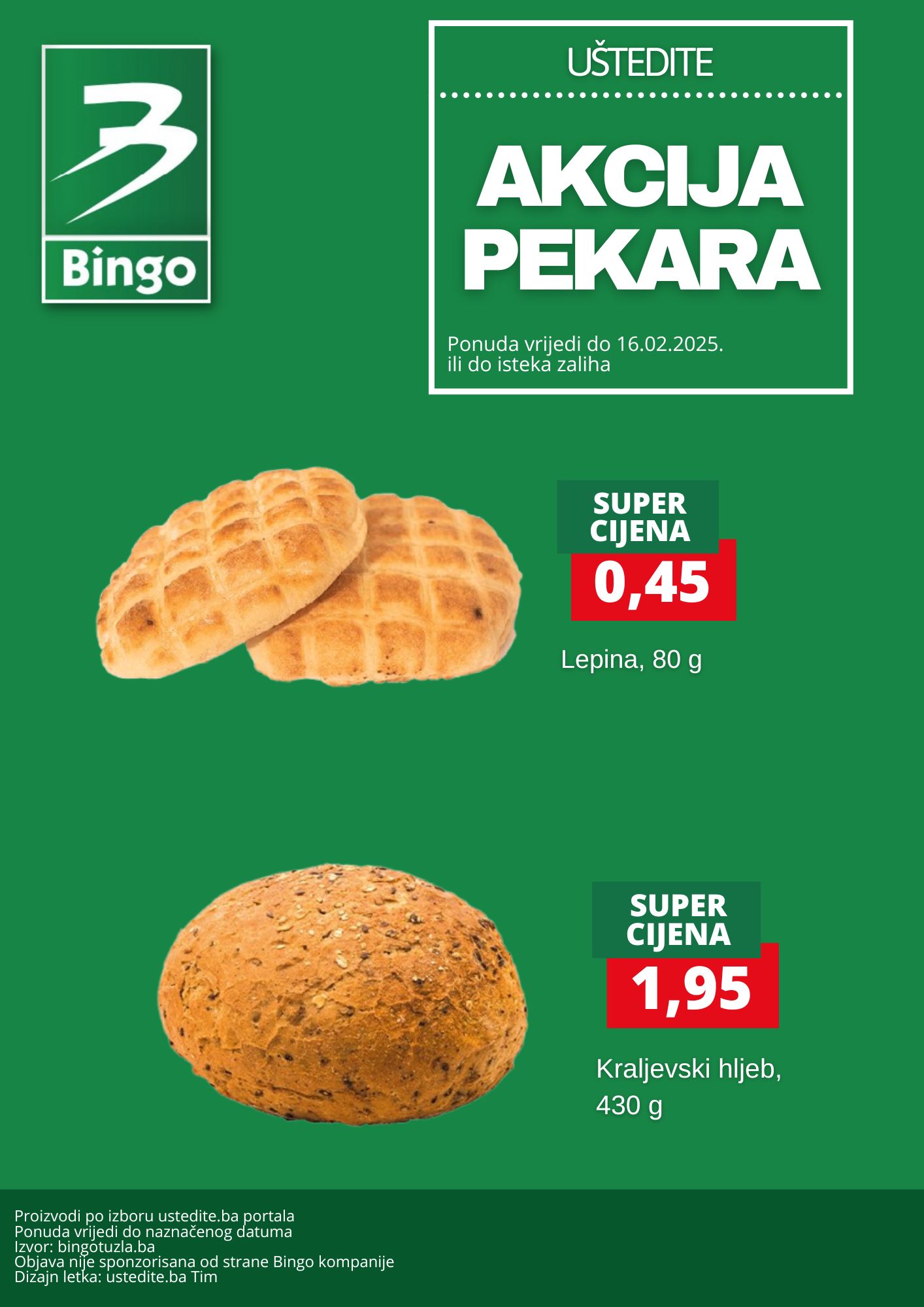 Bingo akcija PEKARA – sniženje do 16.2.2025.