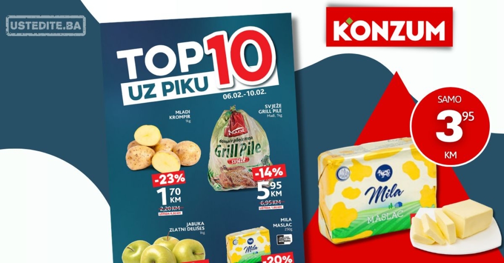 Konzum katalog TOP 10 UZ PIKU 6-10.2.2025.