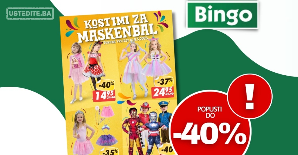 Bingo akcija KOSTIMI ZA MASKENBAL – sniženje do 9.3.2025.